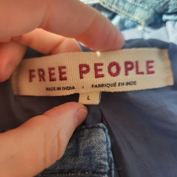 free people cotton embroidered blue jacket large - Picture 3 of 4